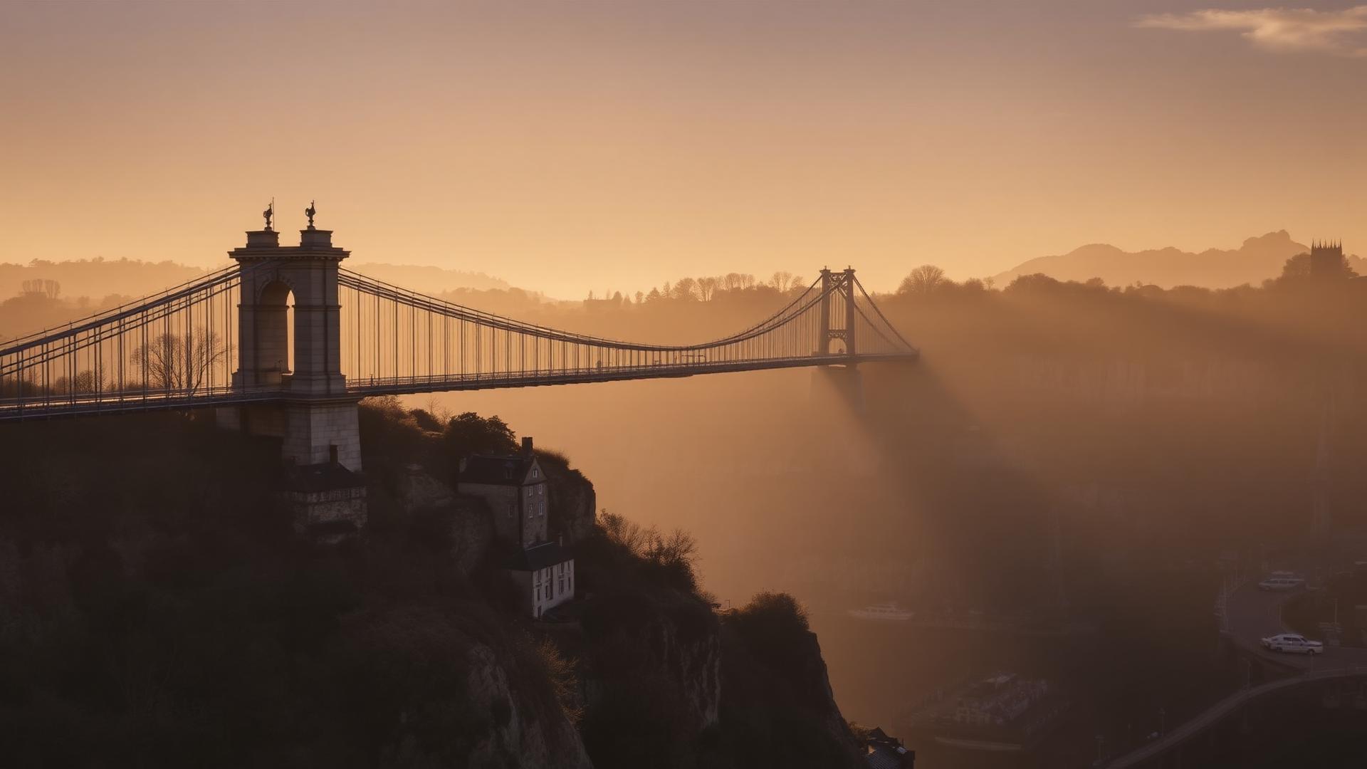 Cheap Websites Bristol — Clifton Suspension Bridge spanning the Avon Gorge at golden hour