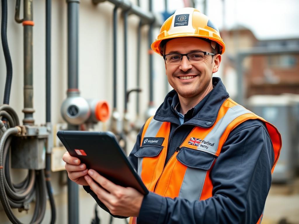 Cheap Websites Bristol — British electrician with tablet on jobsite, Smarter Website Launch